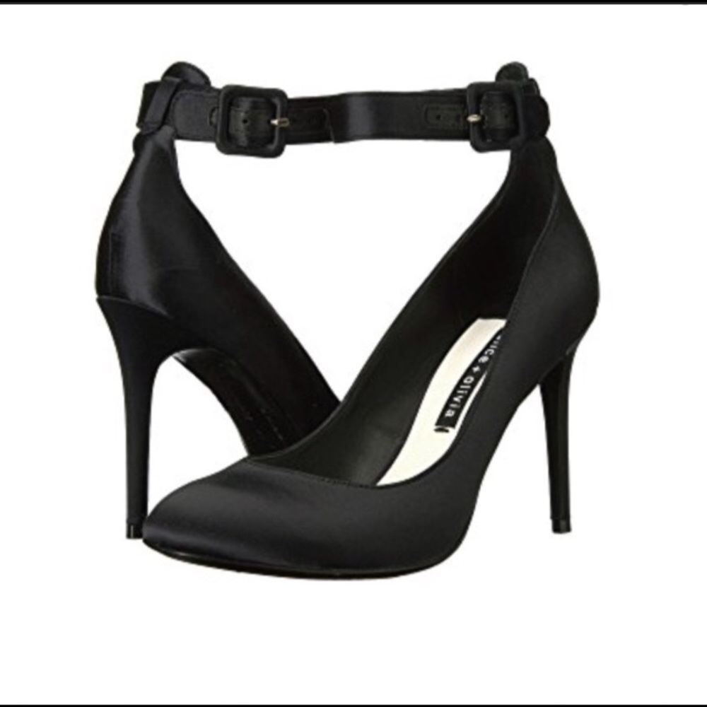 Alice & Olivia Black Satin Pumps